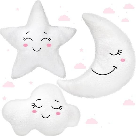 Moon Star Cloud Plush Pillow Set Soft Stuffed Cushion Nursery Kids Room Decor Gi - Picture 1 of 7